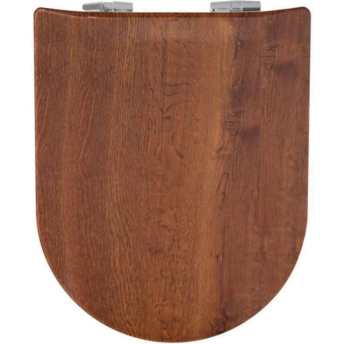 Abattant wood slim avec descente assistée esprit chêne rustique' - Marron Foncé