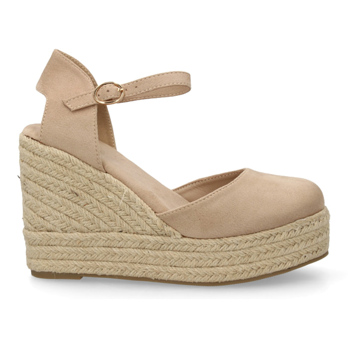 Alpargata cuña mujer talón cerrado y pulsera tobillo