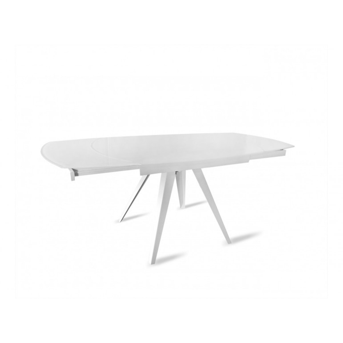 Table en verre blanc rallonges rotatives 120/180 cm - BRERA