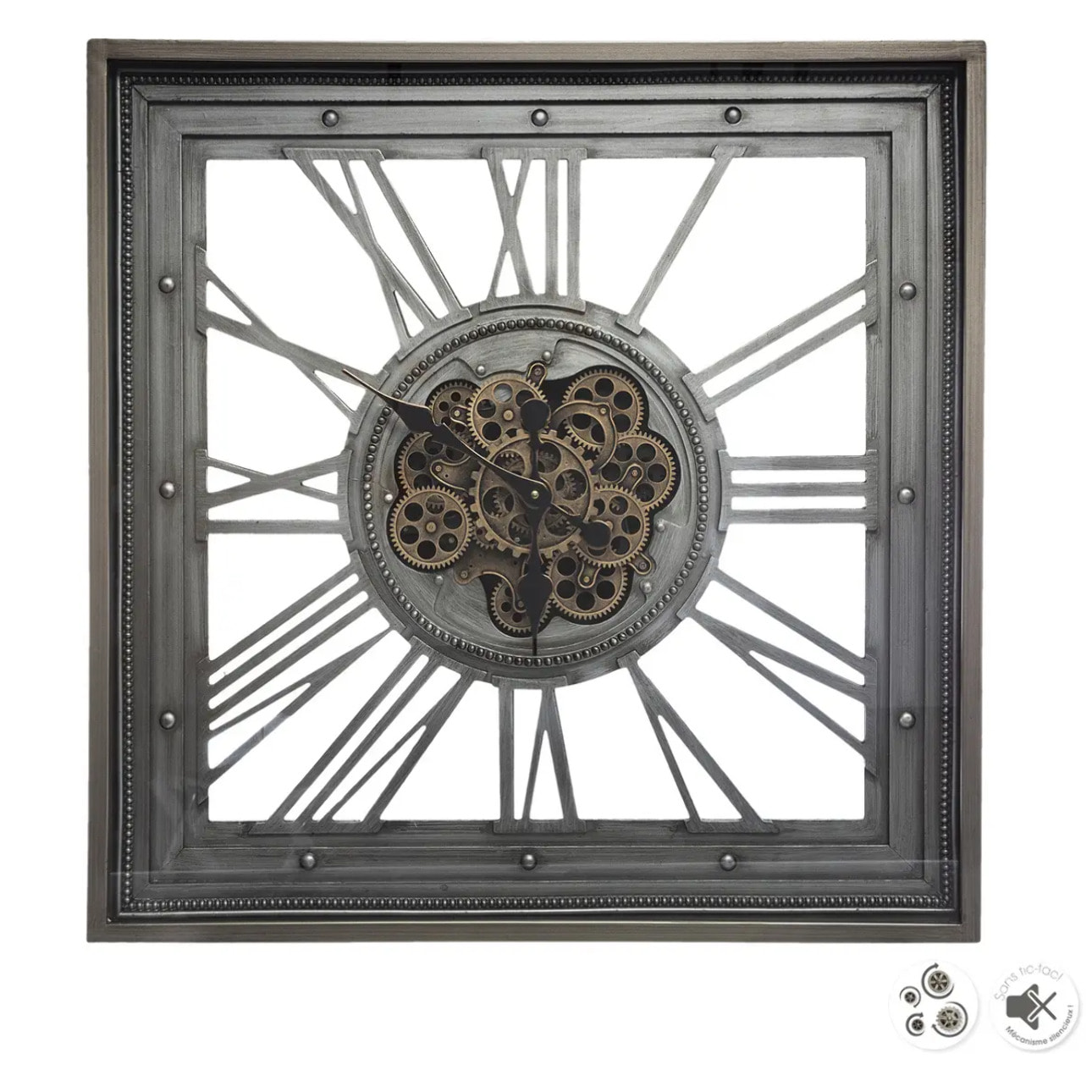 Horloge "Mécanisme" métal 80x80cm