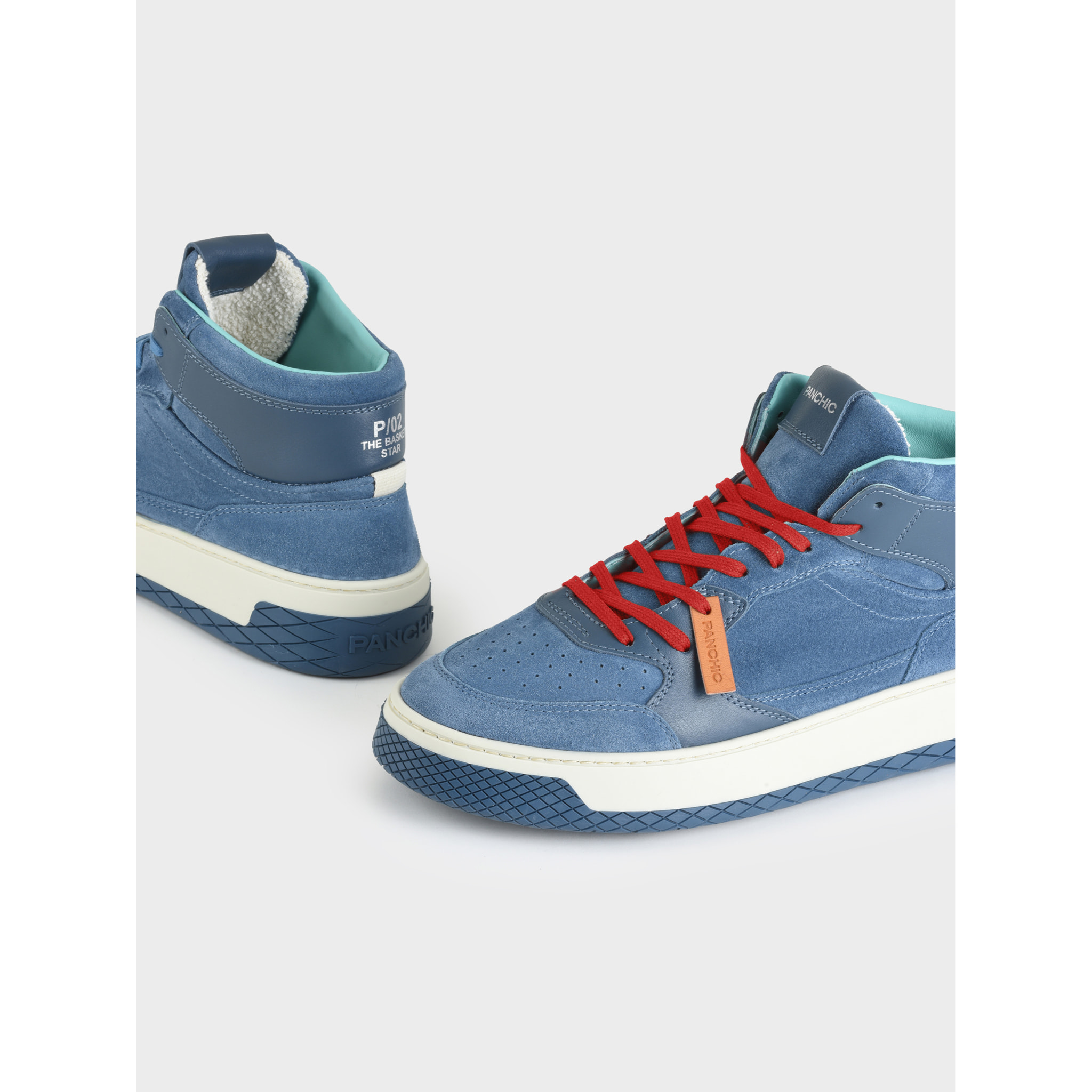 ZAPATILLA MID-TOP HOMBRE P02 DE ANTE Y PIEL AZUL BÁSICO