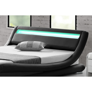Structure de lit avec LED 160 x 200 cm en PU noir ARMANDA