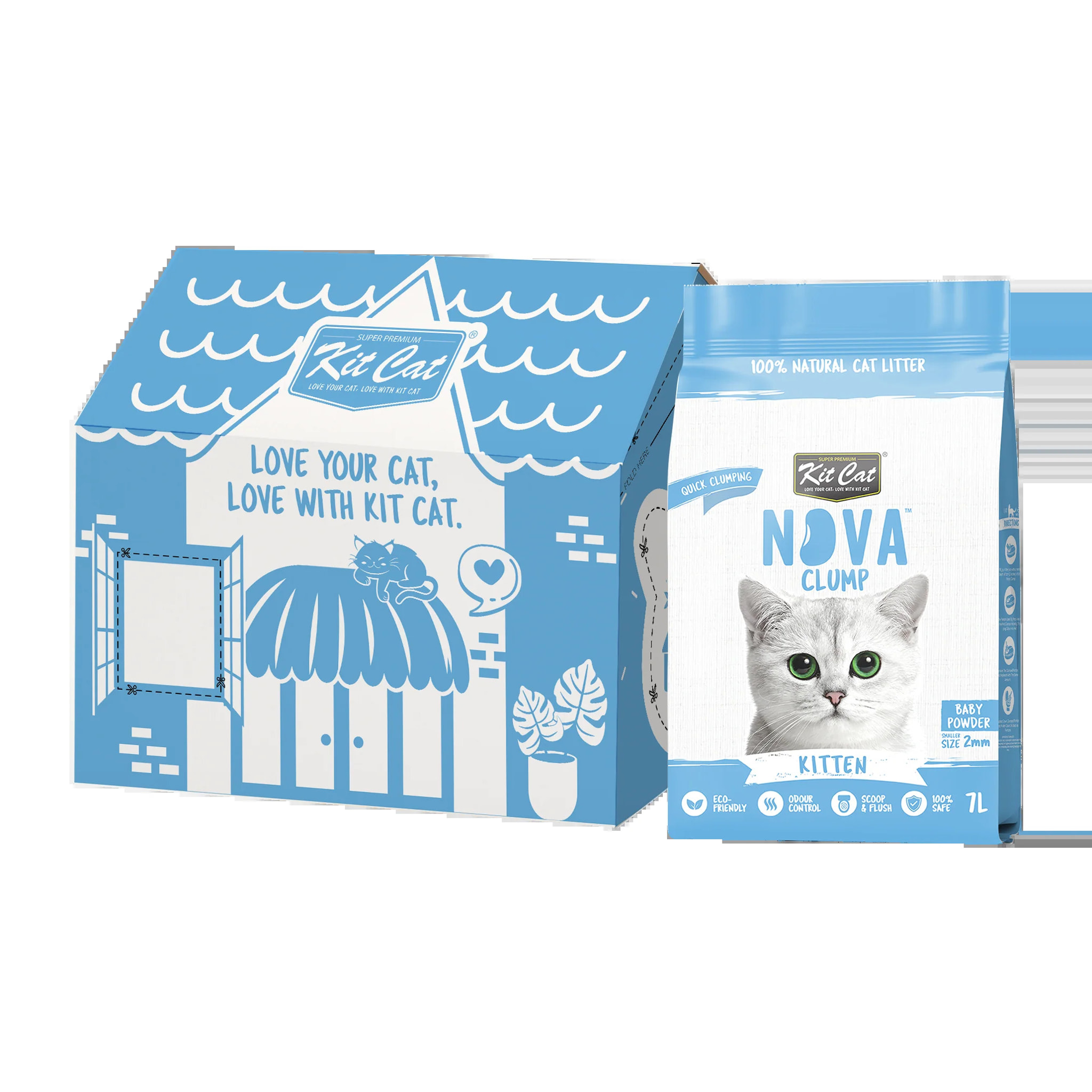 Kit Cat Arena Eco Nova - Kitten Baby Powder 7 L Arena para gatos