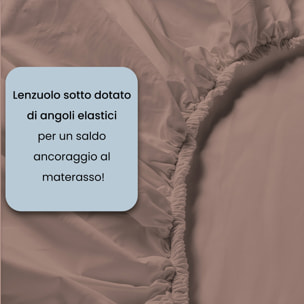 COMPLETO LETTO WATER WASHED, 100% Microfibra, No Stiro - ROSA ANTICO