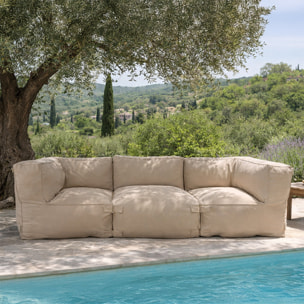 VERONE Salon de jardin modulable 3 places beige en tissu déperlant