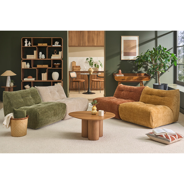 Fauteuil lounge en tissu effet velours texturé terre brûlée BUMPY