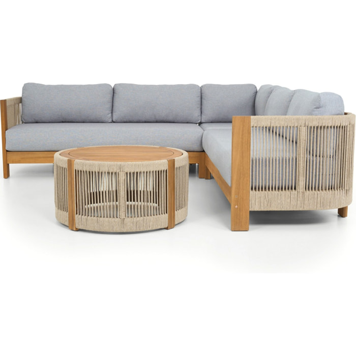 Salon de jardin d'angle 5 places en bois FSC - PRAIA