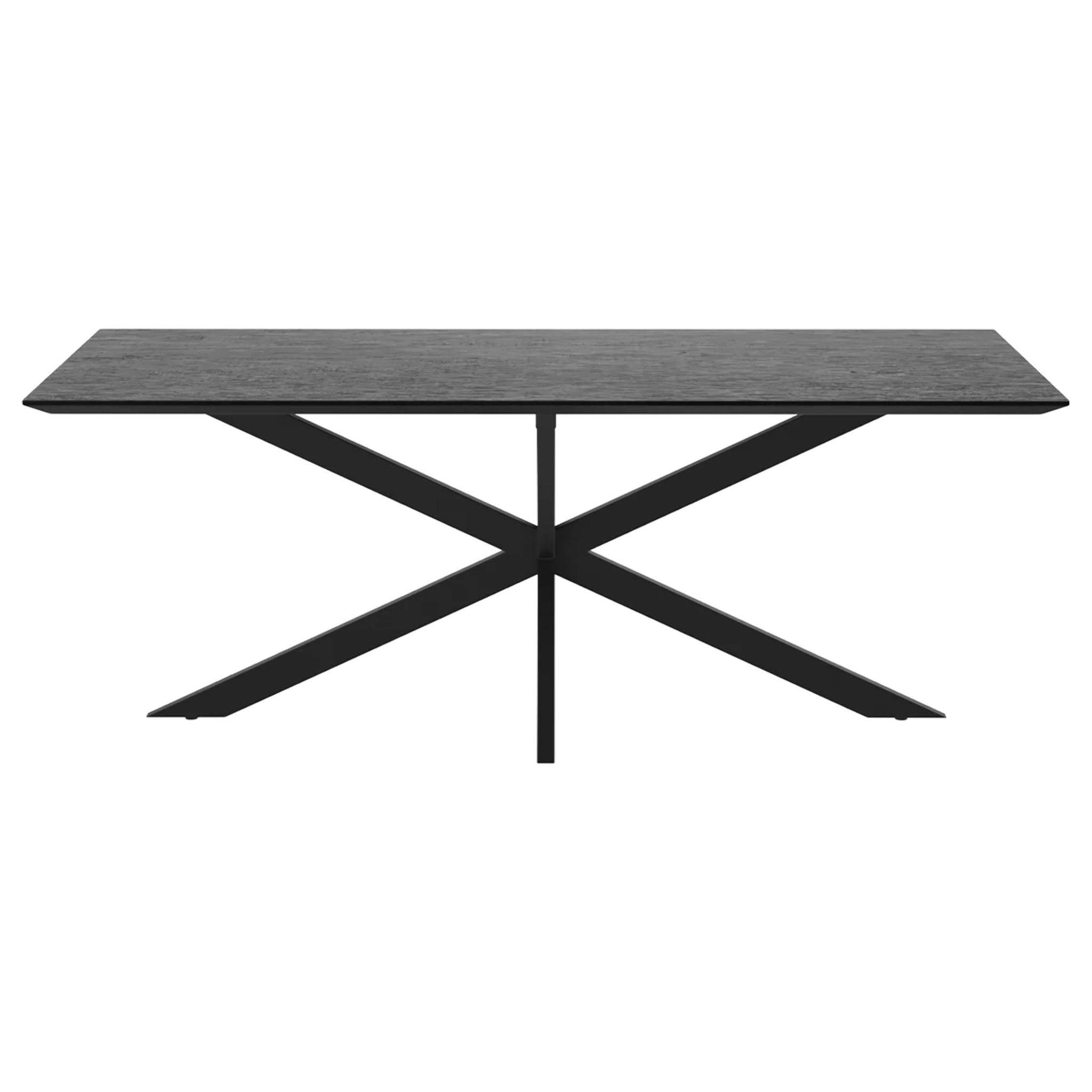 Table rectangulaire 8 personnes en bois de teck recyclé noir 220 cm - Marvel
