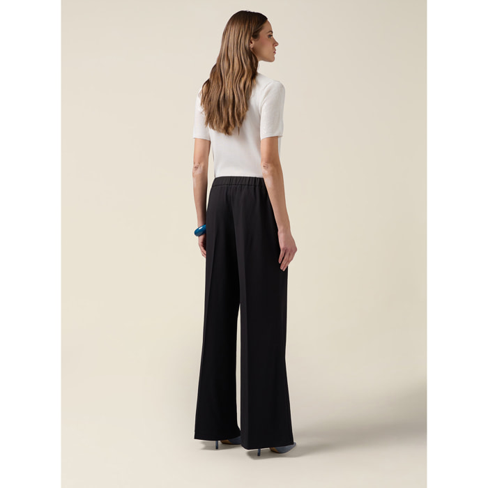 Oltre - Pantalones palazzo de tejido crepé - Negro