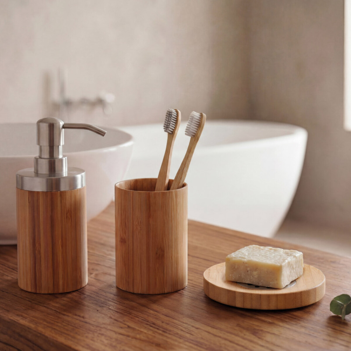 Porte Savon Bambou & Inox MSV 12,5x1,8cm