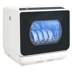 Lavavajillas de Encimera Lavavajillas Pequeño con 5+1 Programas Depósito de Agua de 6L Dos Modos de Suministro de Agua ECO Pantalla LED para Cocina Apartamentos