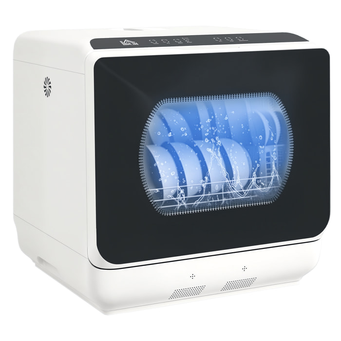 Lavavajillas de Encimera Lavavajillas Pequeño con 5+1 Programas Depósito de Agua de 6L Dos Modos de Suministro de Agua ECO Pantalla LED para Cocina Apartamentos