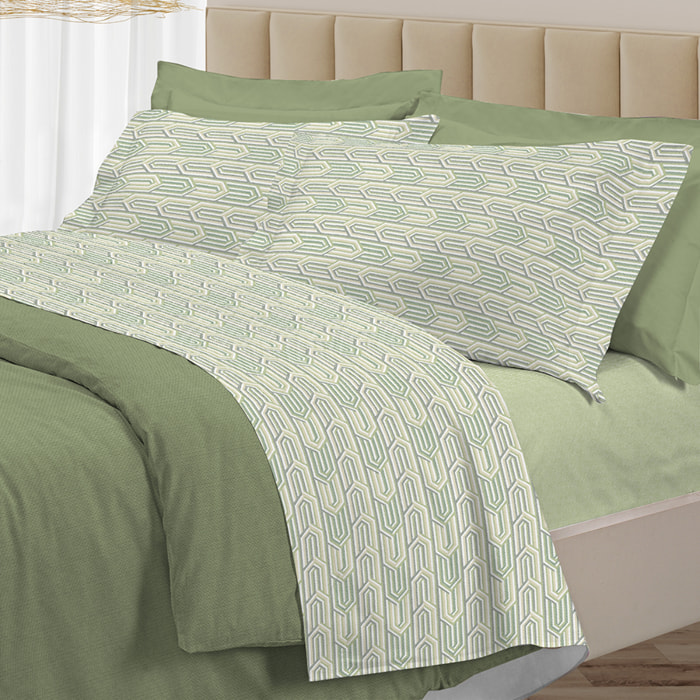 Completo letto henry verde in cotone 100% cotone