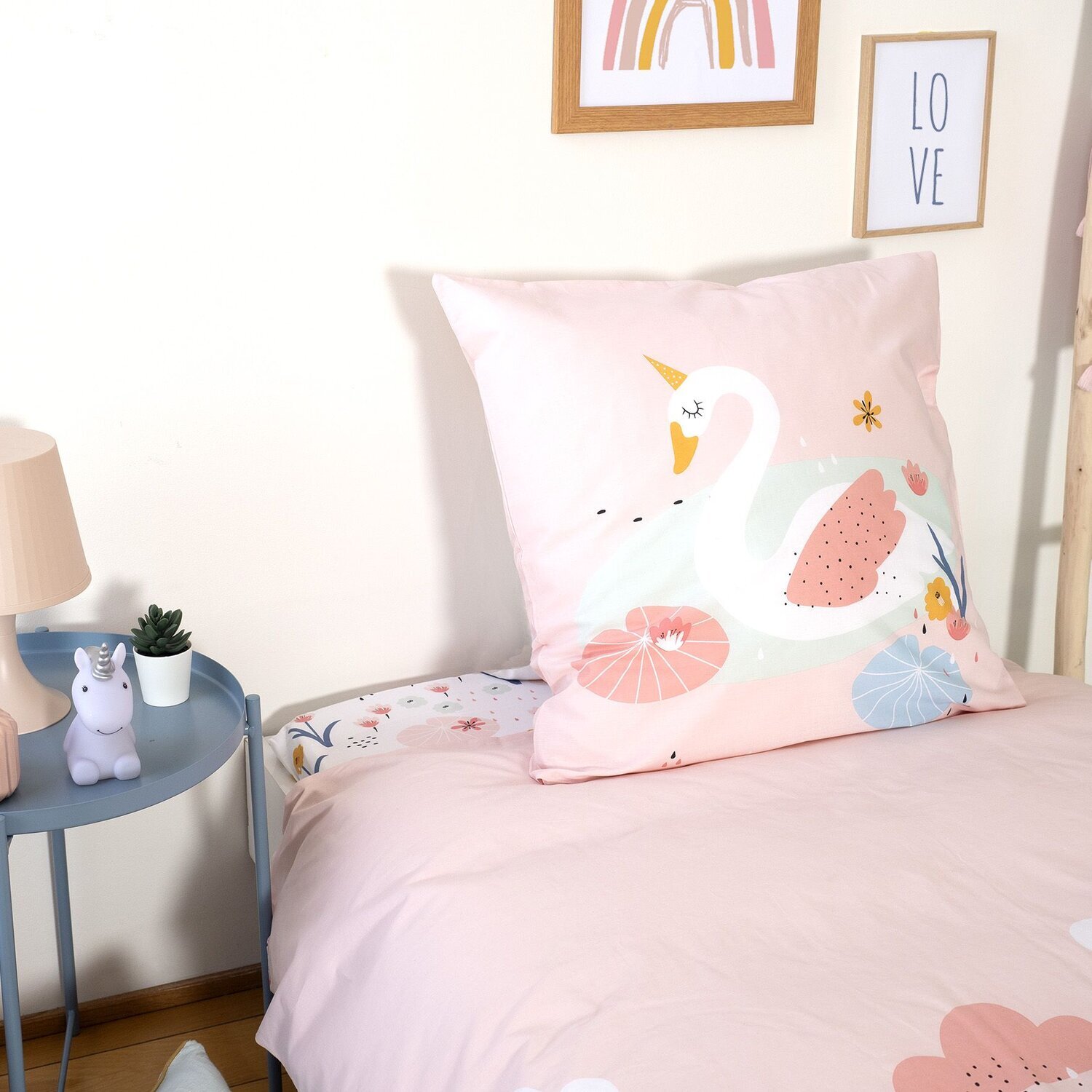 Parure de lit enfant imprimé 100% coton - clara - rose