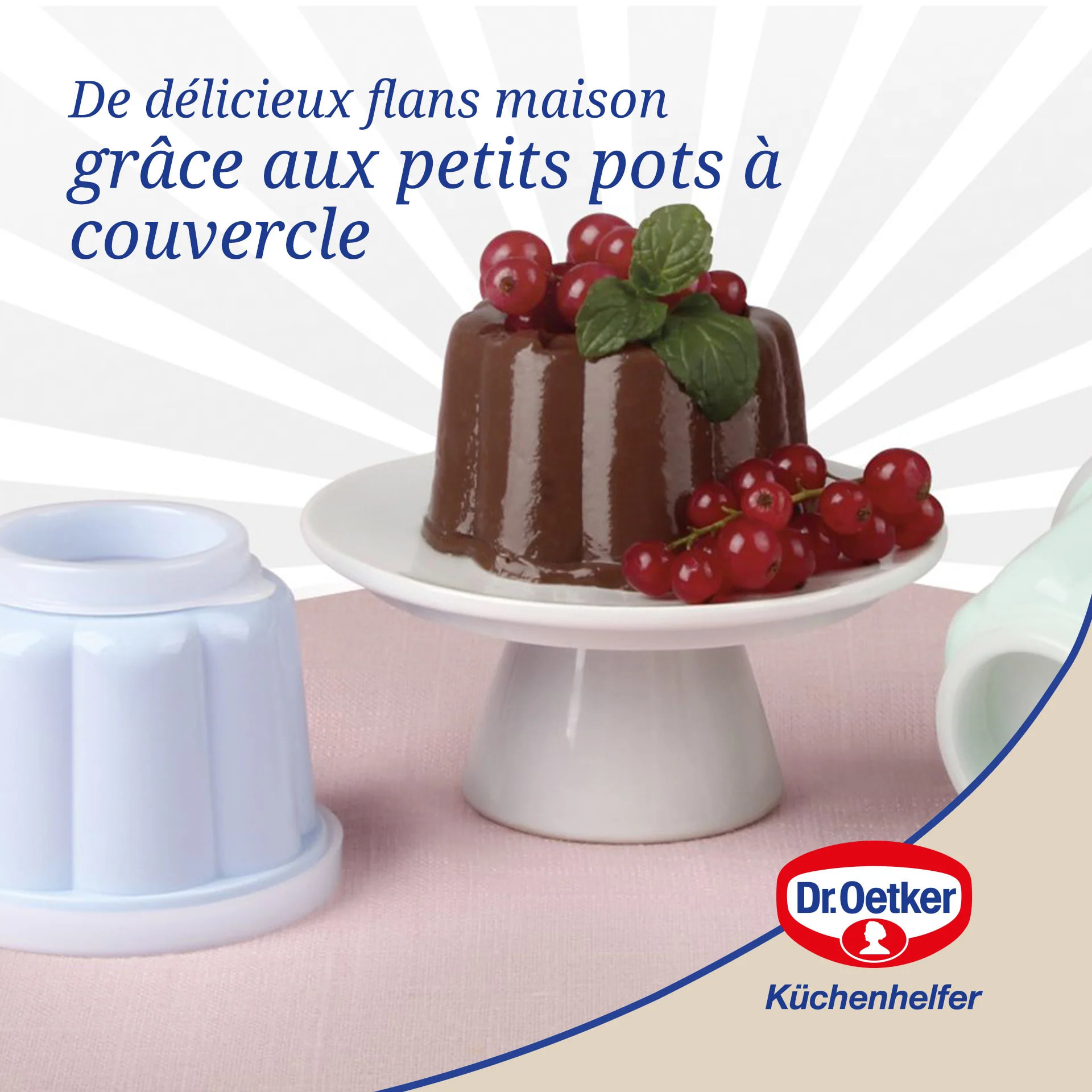 Lot de 6 moules à flans avec couvercle 6,3 x 7,5 cm Dr. Oetker Rétro