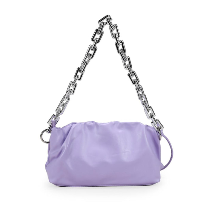 Bolso de hombro lila pouch con cadena plata