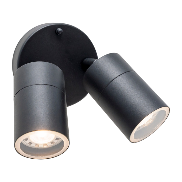 Forlight Pixa Double aplique de uso interior doble para bombilla Gu10 en color negro