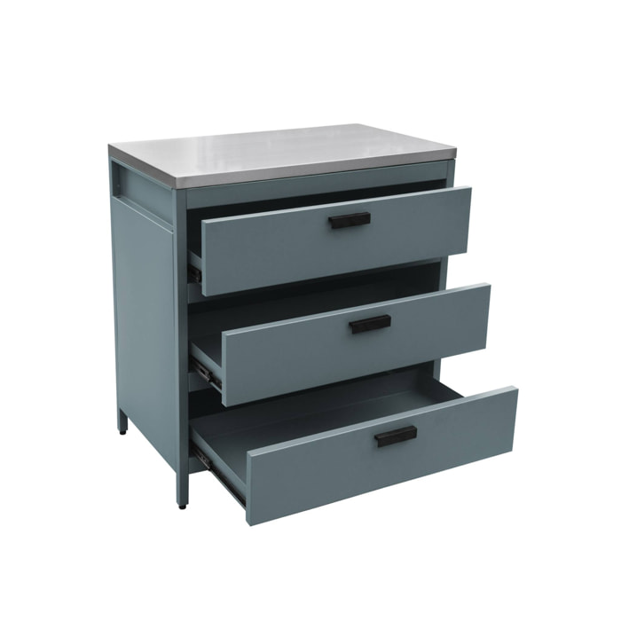 Cuisine extérieure acier 3 tiroirs L80cm NAXOS