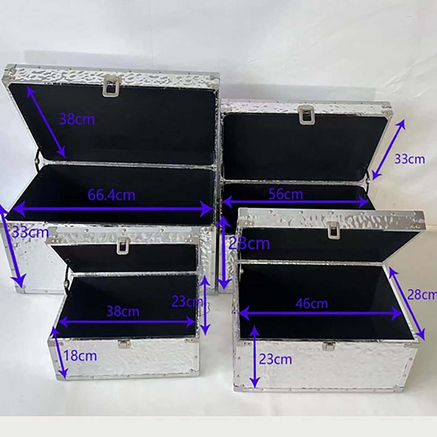 Coffres Caldera argentés set de 4 Kare Design