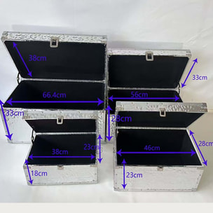 Coffres Caldera argentés set de 4 Kare Design