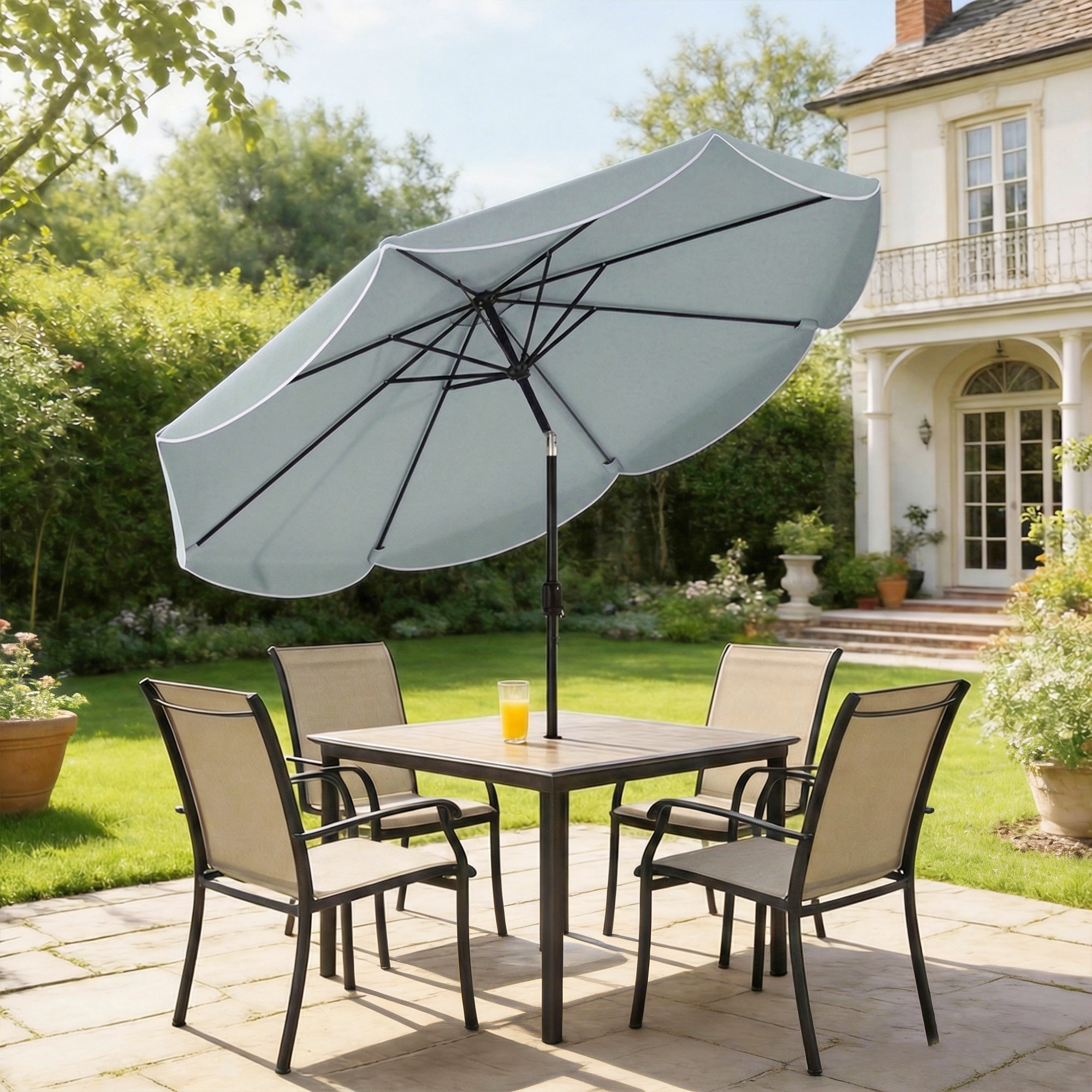Parasol inclinable dia.265cm métal bleu