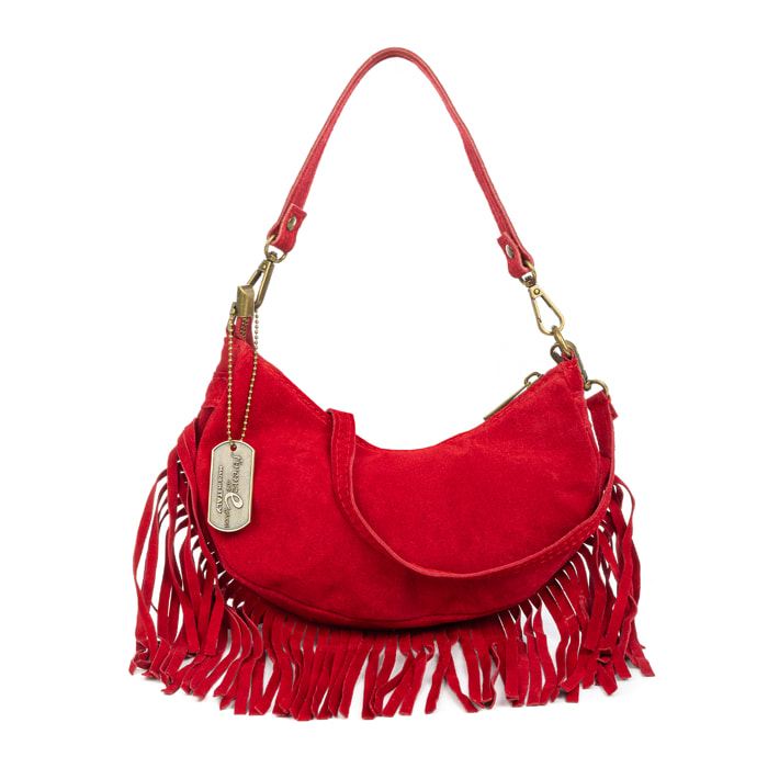 Ausonia borsa a tracolla in vera pelle scamosciata.