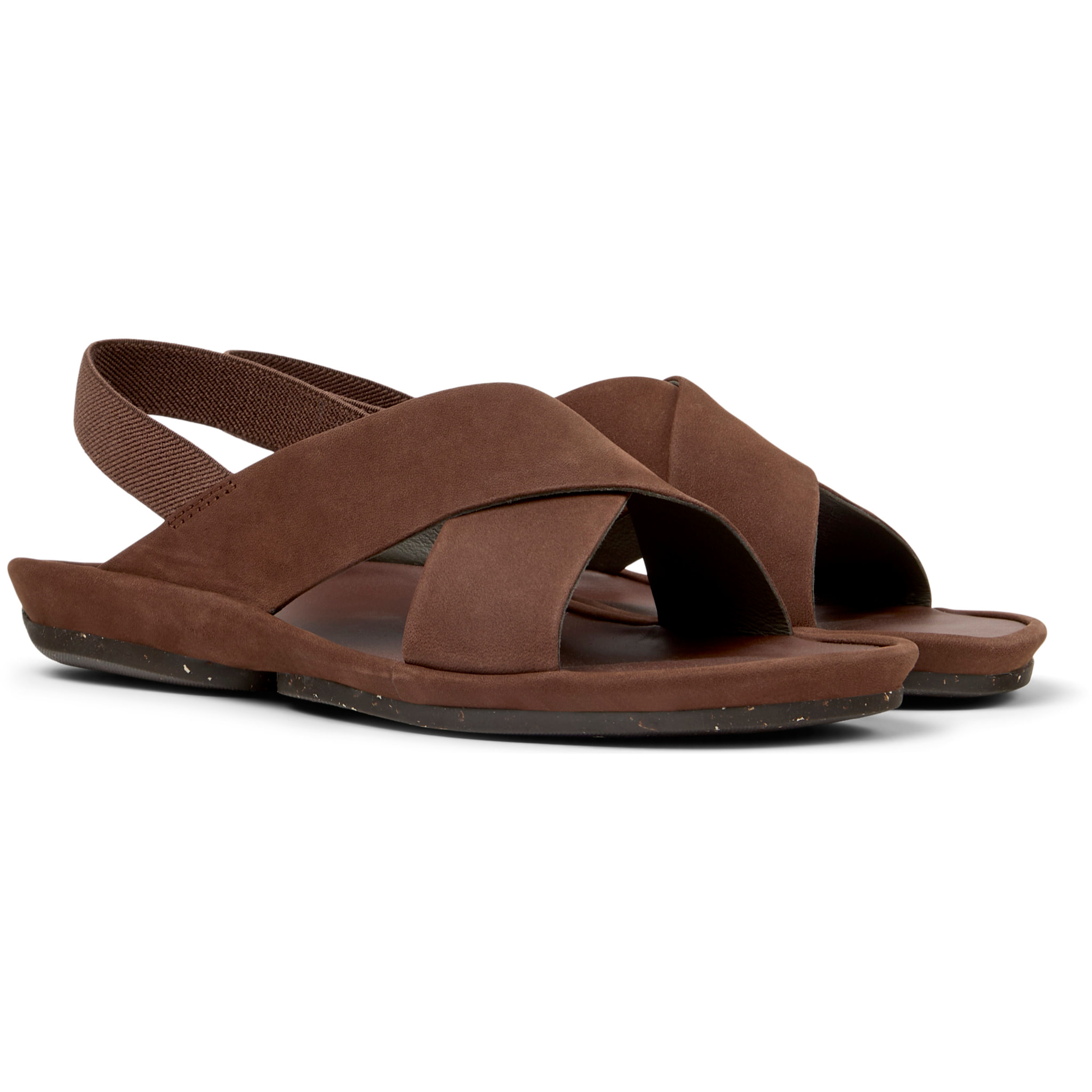 Sandalias - CAMPER Right Isla - Marron - Cuero nobuk