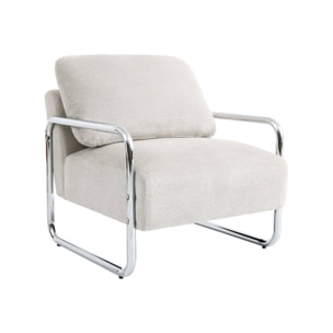 Fauteuil vintage tissu chenille armature chromée JOE