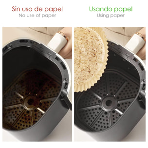 Papel para freidora de aire, 50 piezas, redondo, papel vegetal de horno antiadherente desechable sin perforar para hornear asar microondas sartén (16cm)