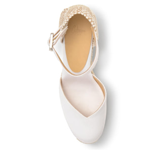 Alpargatas de cuña de mujer Chiarita en satén, cierre lateral de pulsera con hebilla metálica