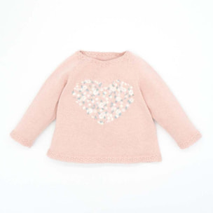 Jersey rosa con corazón de flores azul y blanco