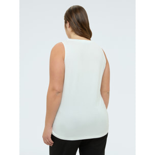 Fiorella Rubino - Top con scollo V e dettaglio in pizzo - Bianco