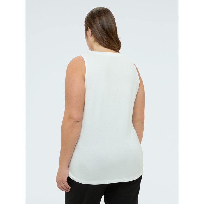 Fiorella Rubino - Top con scollo V e dettaglio in pizzo - Bianco