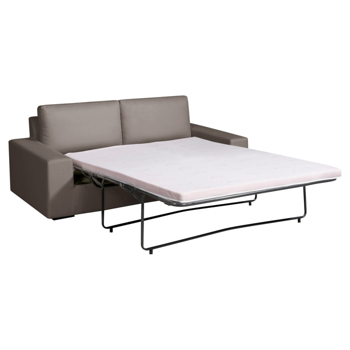 Canapé convertible 6 cm DEULE 3 pl 193 cm tissu Moderne Taupe - Fabriqué en France