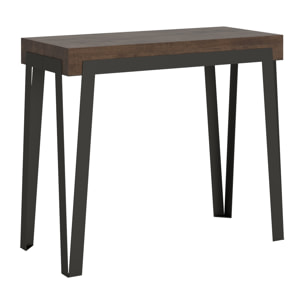 Console Rio Small Premium cm.90x40 (extensible à 196) Noyer cadre Anthracite