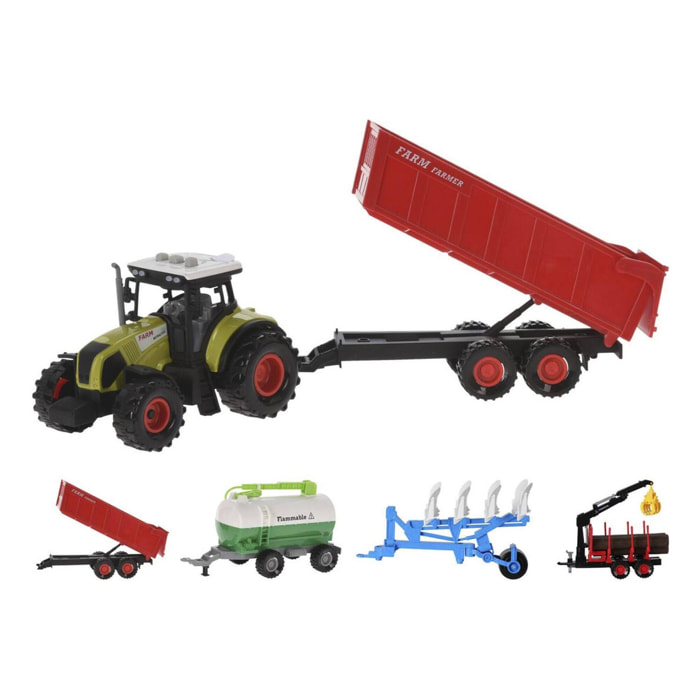 Well home - tractor de granjero con accesorios y remolque