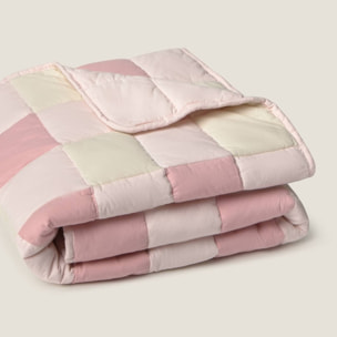 Colcha de algodón reversible patchwork Ritki color rosa Algodón
