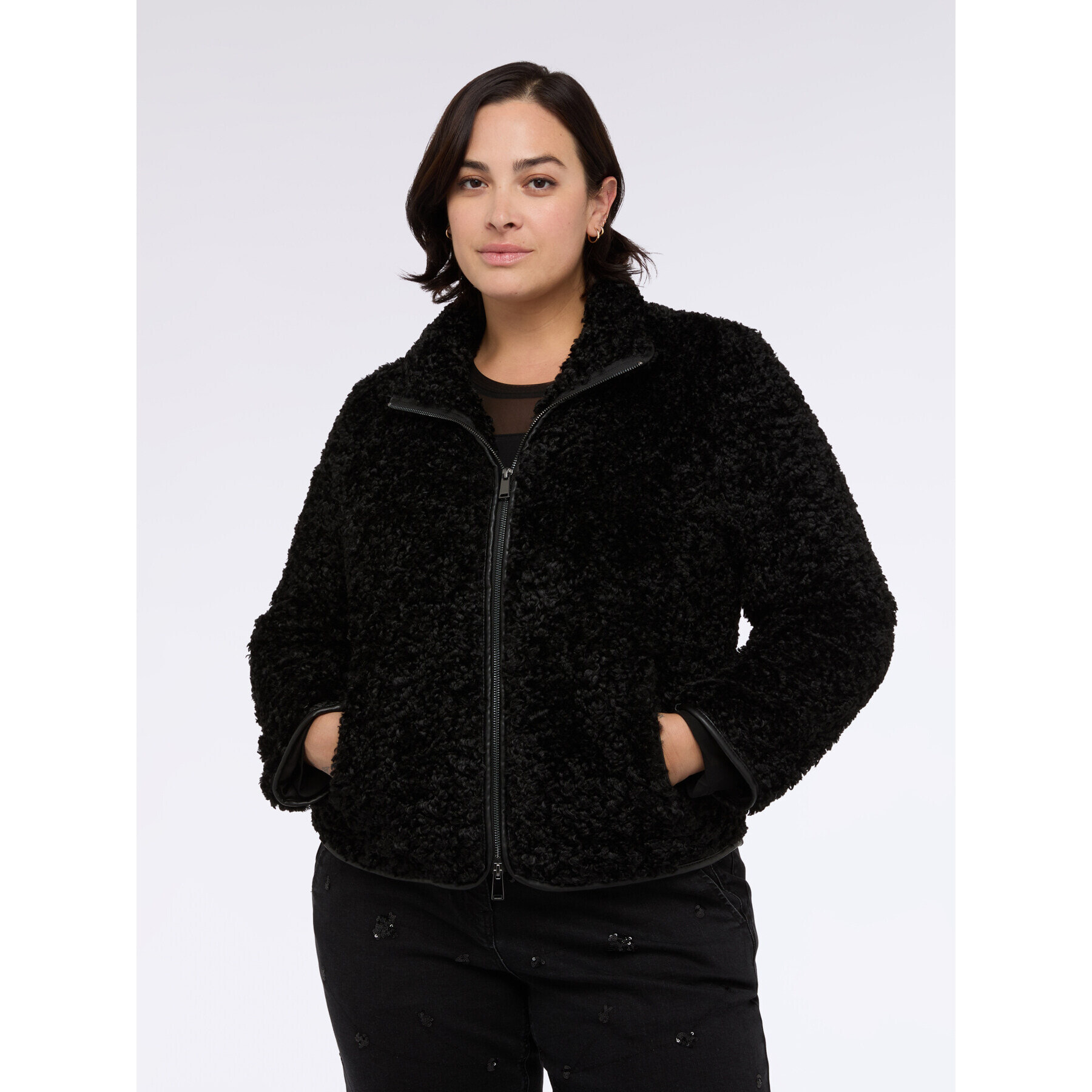 Fiorella Rubino - Chaqueta teddy con cremallera - Negro