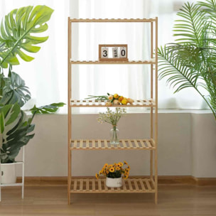 Scaffale in bamboo naturale 5 ripiani 60x26x130 cm