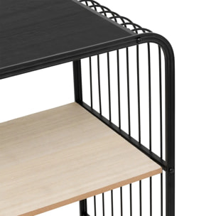 Étagère 4 niveaux en métal et bois noir