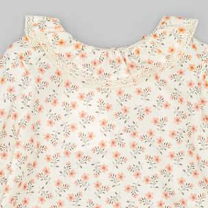 Camisa Rosa De Viella Con Estampado Floral