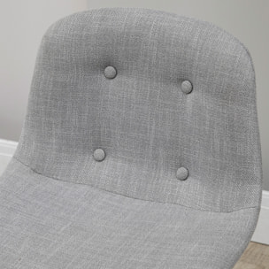 Ensemble table de bar 4 chaises de bar style industriel piètement acier noir plateau effet bois noyer tissu gris clair