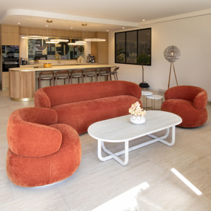 Canapé en velours texturé terracotta 2 places GLOVE