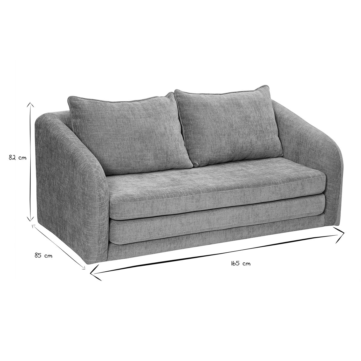 Canapé convertible 2 places en tissu effet velours texturé gris MAHAUT