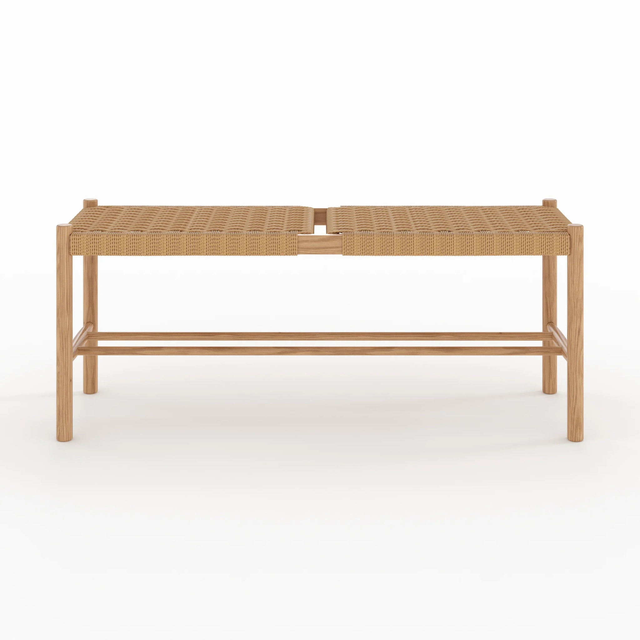 Banc 2 places en bois de chêne massif avec tressage - Kepler