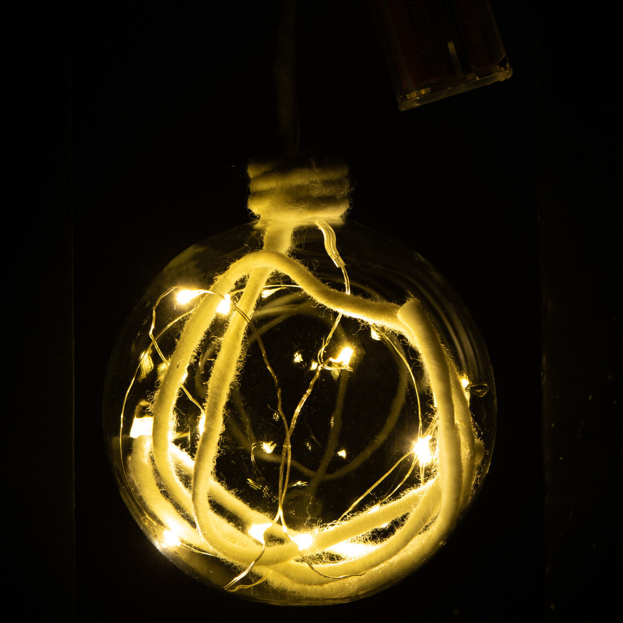 J-Line boule de Noël + Corde - verre - transparent/blanc - large - 4 pcs - LED