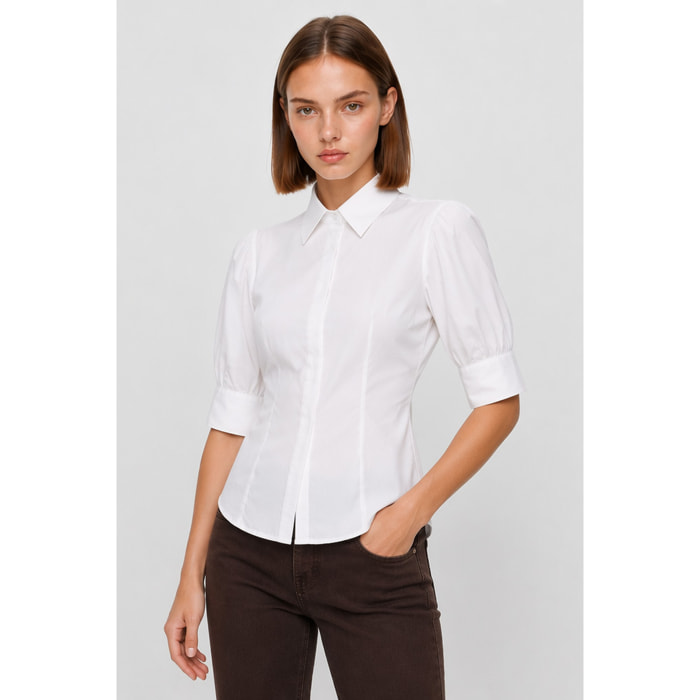 Kocca - Camicia da donna in cotone con maniche corte a sbuffo Donna