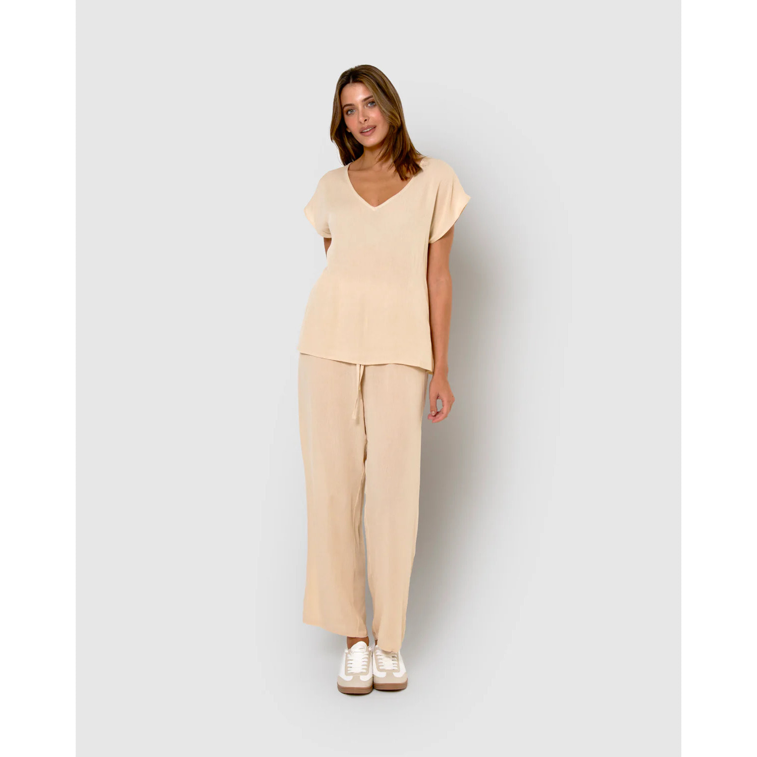 Camisa de mujer de viscosa bambula beige