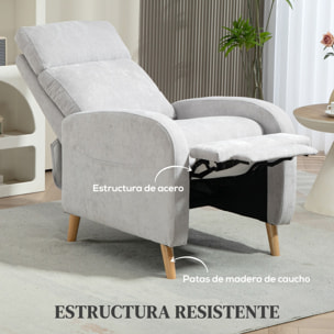 Sillón Relax Reclinable Manual Sillón Relax Tapizado en Lino Sintético con Reposapiés y Bolsillo Lateral Carga 120 kg Sillón Reclinable para Dormitorio Oficina Gris Claro