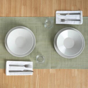 Chemin de table 100 % coton Lesa 125 3 - Vert 50x150 cm